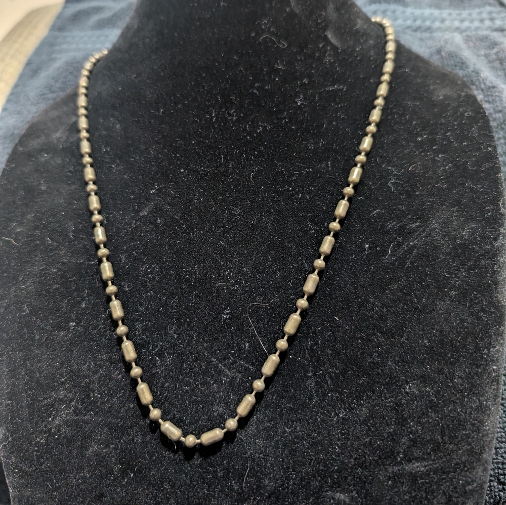 Vintage Black Seed Bead Necklace Barrel Beads Boho Tribal Ethnic Jewelry